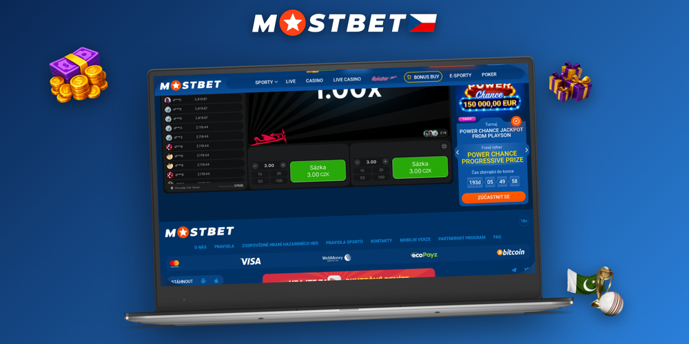 Herní rozhraní Mostbet Aviator na desktopu a mobilu s tlačítkem Cash Out