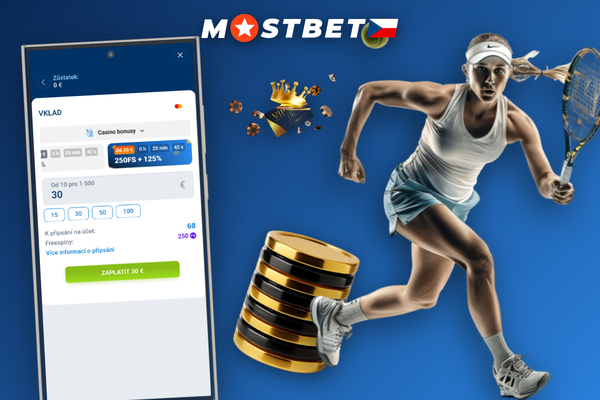 Potvrzení vkladu v Mostbet s uvítacím bonusem 125 % na obrazovce pokladny