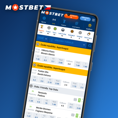 Ikona sportovního sázení v Mostbet aplikaci pro fotbal, hokej a e-sporty